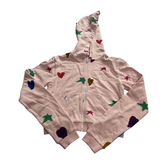 Kids Worldwide Heart Mini Zip Hoodie in Pink - Picture 1 of 4